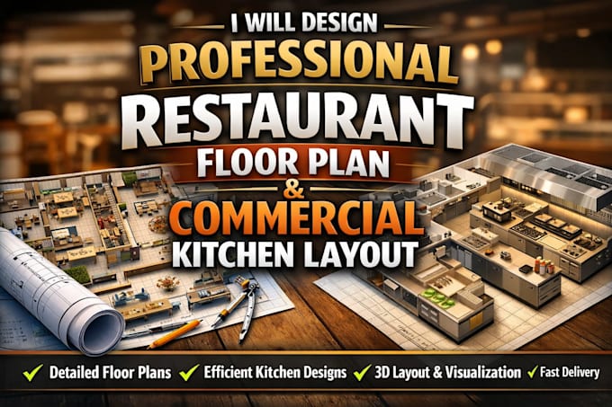 design professional restaurant floor plan and commercial kitchen layout