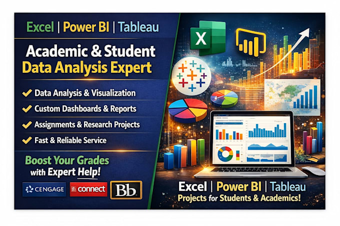 do complete excel, power bi, tableau tasks on cengage, connect, blackboard