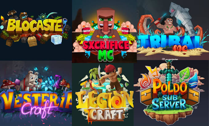 create premium minecraft server logo, server icon and banner design