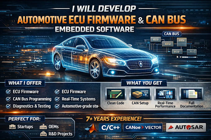develop automotive ecu firmware and can bus embedded software