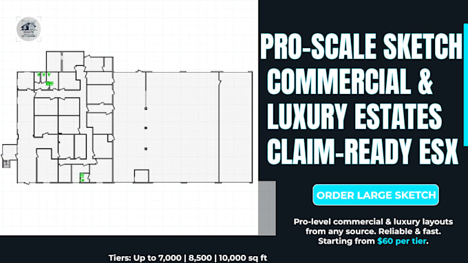 do xactimate interior sketch, floor plans, matterport up to 10,000 sq ft