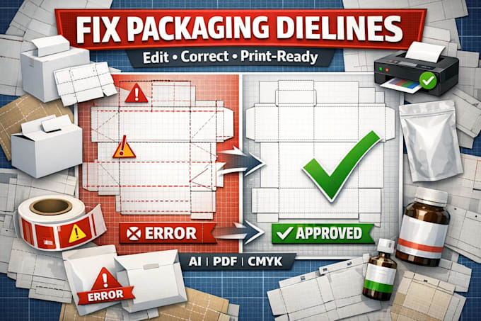 fix, edit or recreate packaging dieline