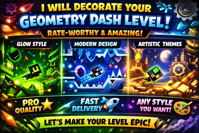 Decorate your geometry dash level to be rate worthy in any style by ...