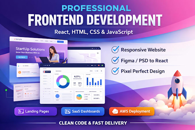 build responsive frontend website using react, HTML CSS