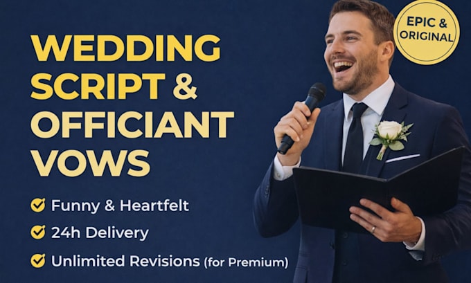 write a custom wedding ceremony script, funny best man speech, or your vows