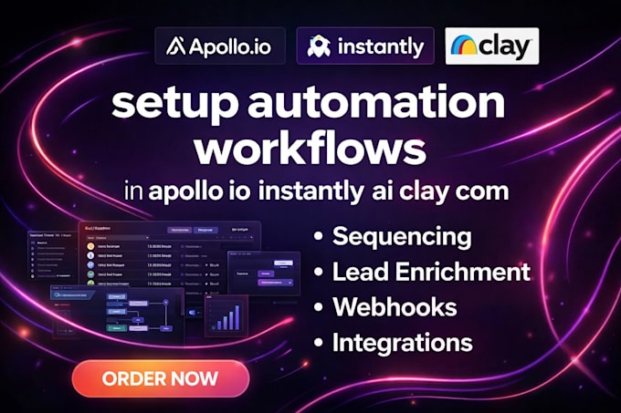 setup automation workflows in apollo io instantly ai clay com