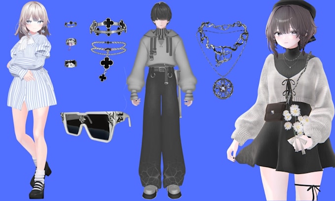 Edit create rig custom cloth and accessories to your vrchat avatar by ...
