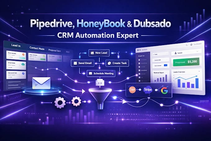 setup pipedrive honeybook dubsado or bitrix24 CRM automation