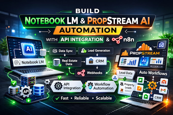 build notebook lm and propstream ai automation with API integration, n8n