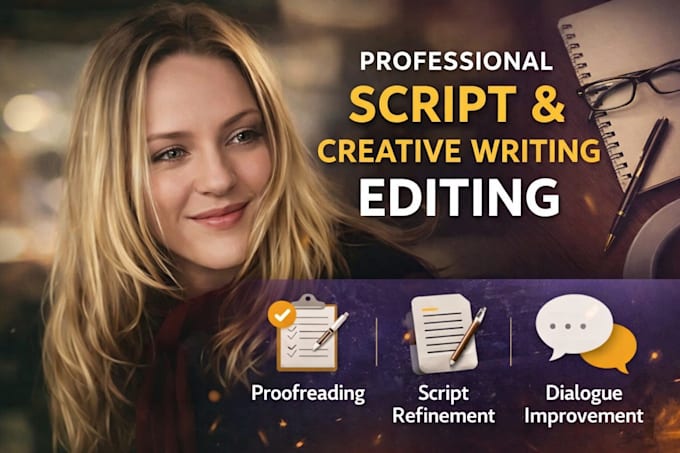 proofread and edit your creative writing, scripts, or dialogue professionally