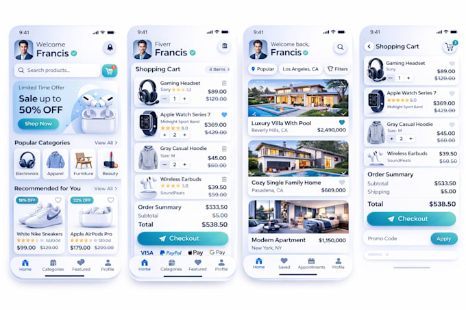 Develop ecommerce mobile app for android and ios using flutter or react ...