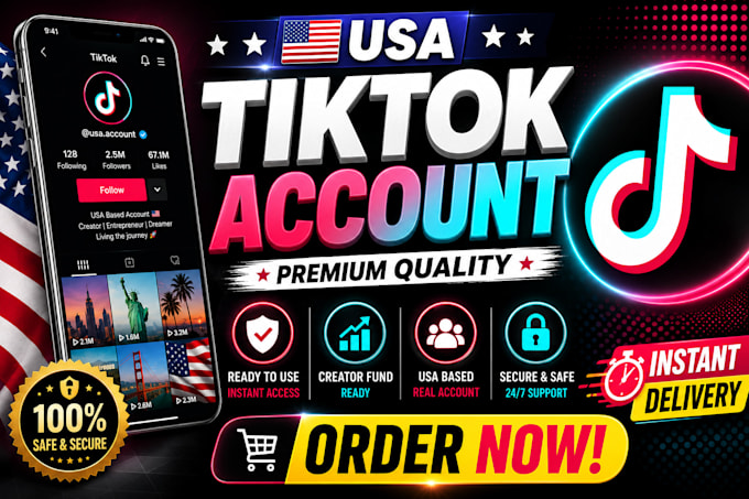 create USA tiktok account, instagram account for you