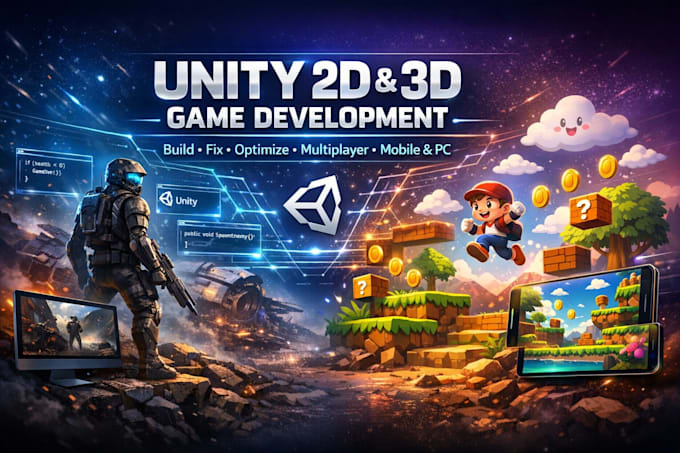 do unity 2d unity 3d game art design unity game development