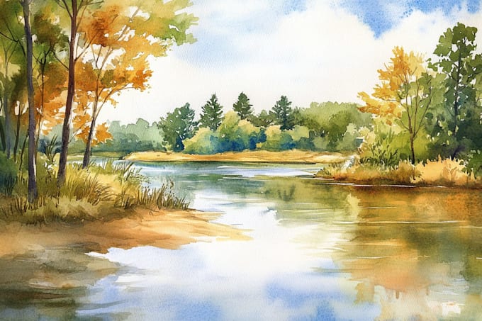 draw a watercolor landscape illustration