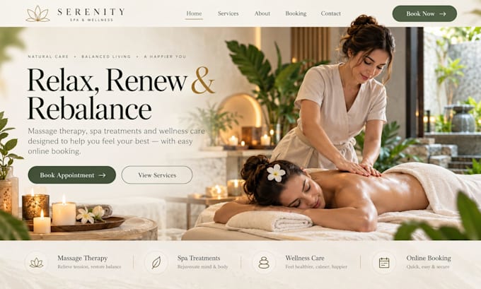 design squarespace spa website massage therapy website online booking website
