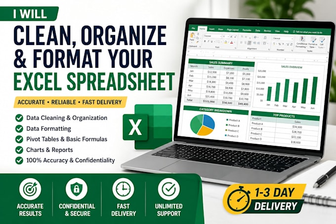 clean, organize and format excel spreadsheets professionally
