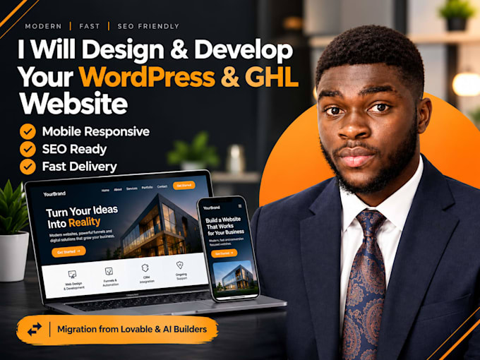 design a wordpress or gohighlevel website and migrate any ai builder sites