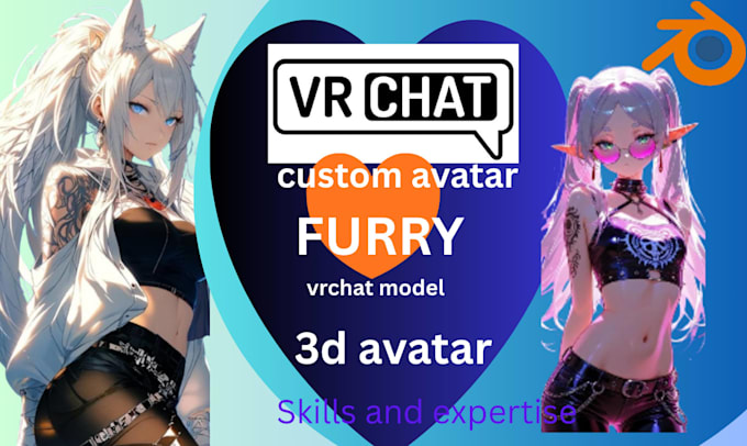 custom vrchat avatar, anime vrc avatar, furry nsfw 3d model vrchat booth outfit
