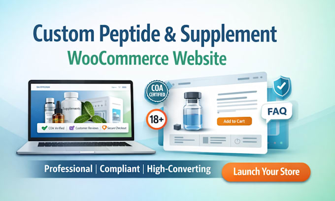 design a custom peptide, supplement, or nutraceutical woocommerce website