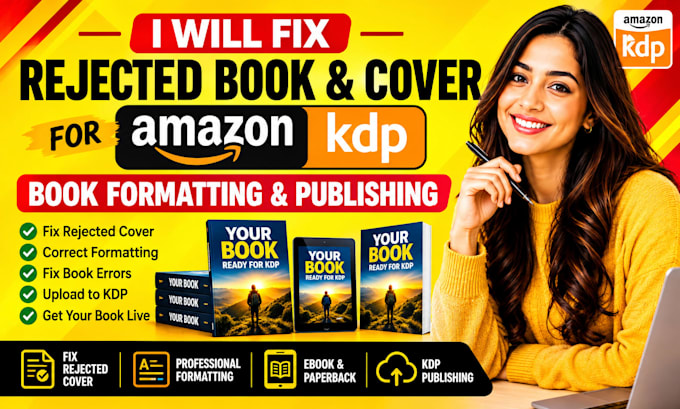 fix rejected book and cover for amazon kdp book formatting, kdp book publishing