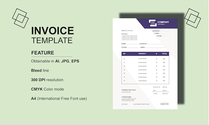 design custom invoice, letterhead template for your business