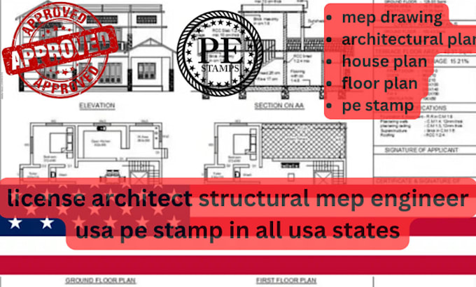 License architect structural mep engineer usa pe stamp arizona, hawaii ...