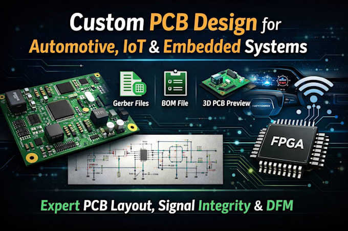 Design custom pcb for automotive, iot and embedded systems, gerber and ...