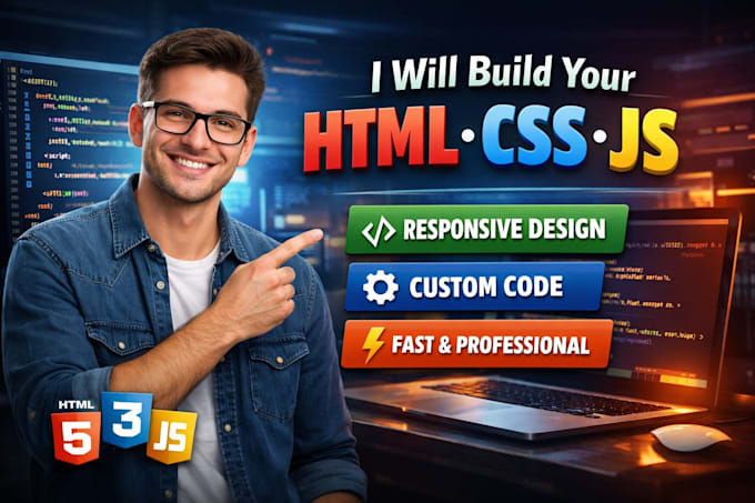 make responsive landing page with html css and javascript