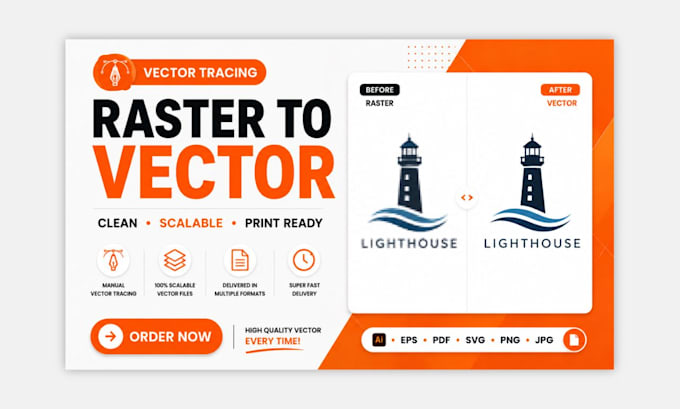 convert raster to vector, ai generated logo image to HQ vector print ready pdf