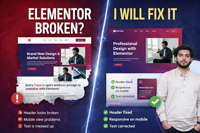 fix elementor bugs, errors and layout issues in 24 hours
