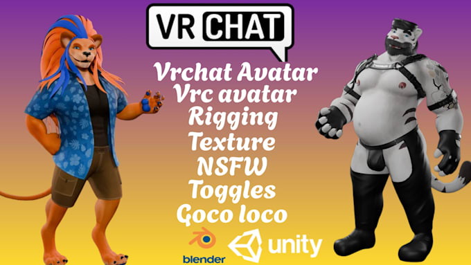 Commission d'avatar vrchat personnalisé vrc avatar furry nsfw modèle 3d ...