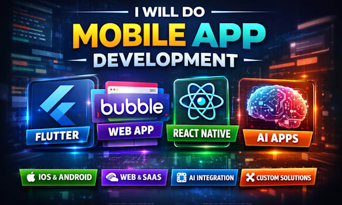 do mobile app development flutter bubble web app react native ai app creation