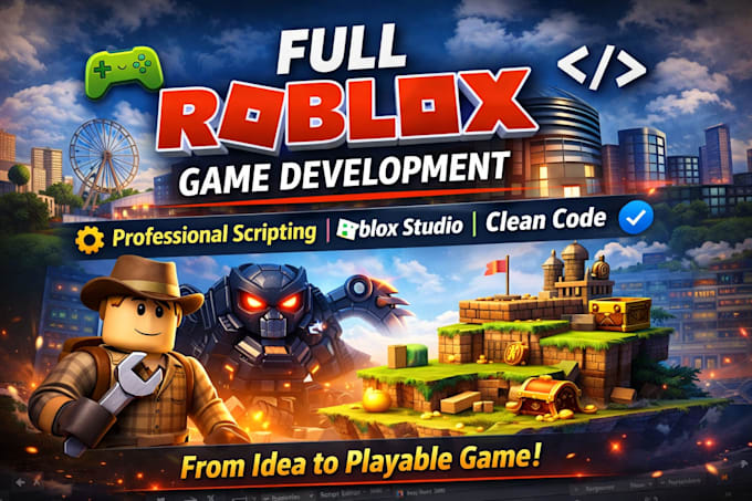 Develop a full roblox game in roblox studio with professional scripting ...