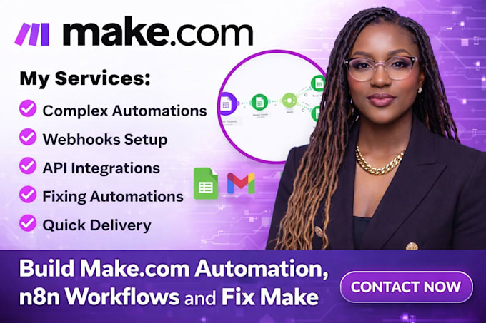 build make com automation, n8n workflows , zapier webhook fix make scenarios n8n