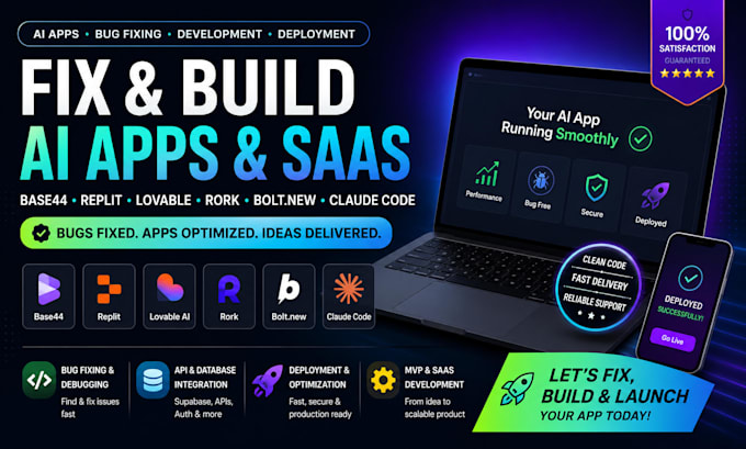 lovable ai base44 bug fixing rork saas ios mvp replit vibe coding claude code