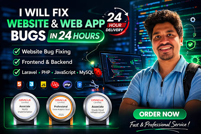 Fix application bugs and frontend issues in 24 hours by Riasath | Fiverr