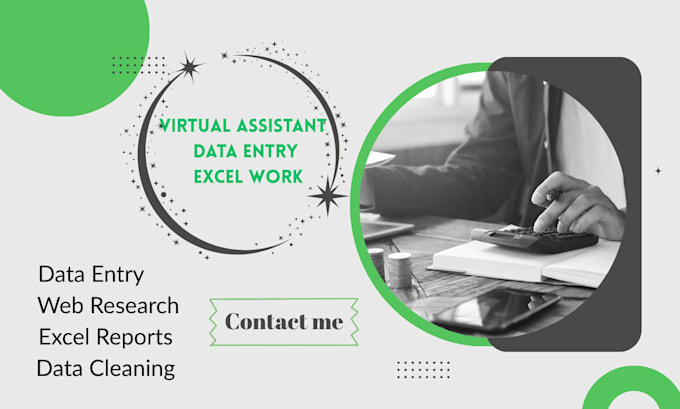 be your virtual assistant for data entry in excel and web research