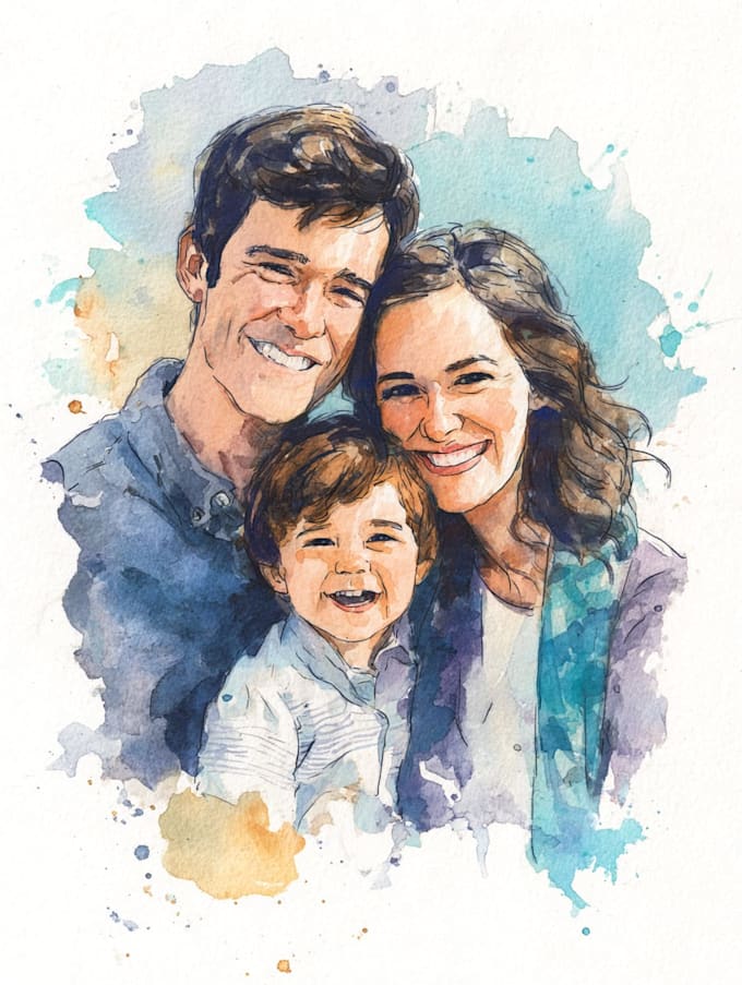 make watercolor family portrait