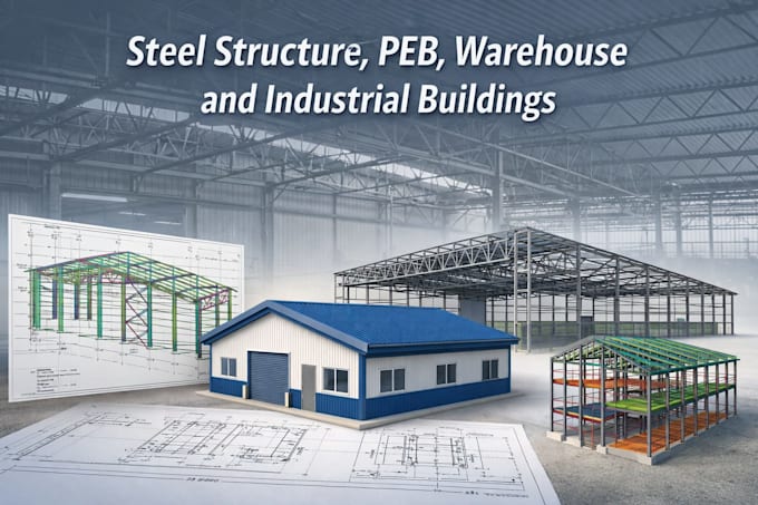 design steel structure, peb, warehouse and industrial buildings