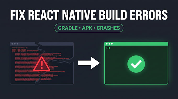 fix react native build errors, gradle issues and apk crashes