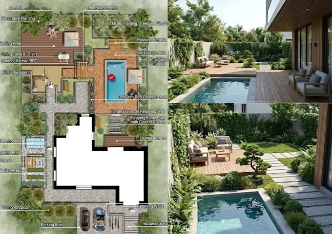 do professional landscape design and backyard 3d rendering