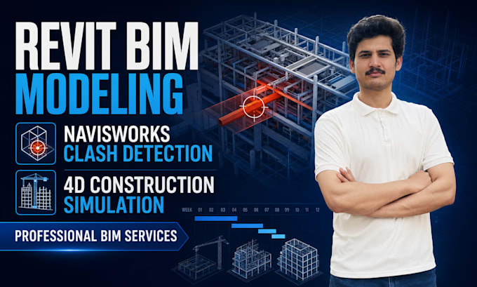 do revit bim modelling, navisworks clash detection and 4d simulation