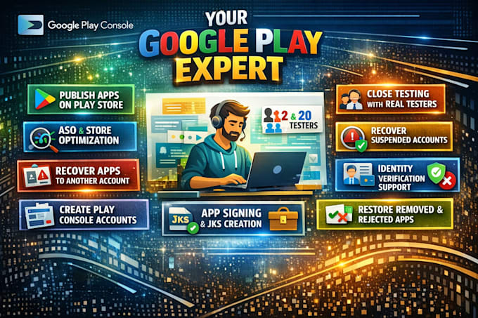 develop your android app and publish it on google play store with closed testing