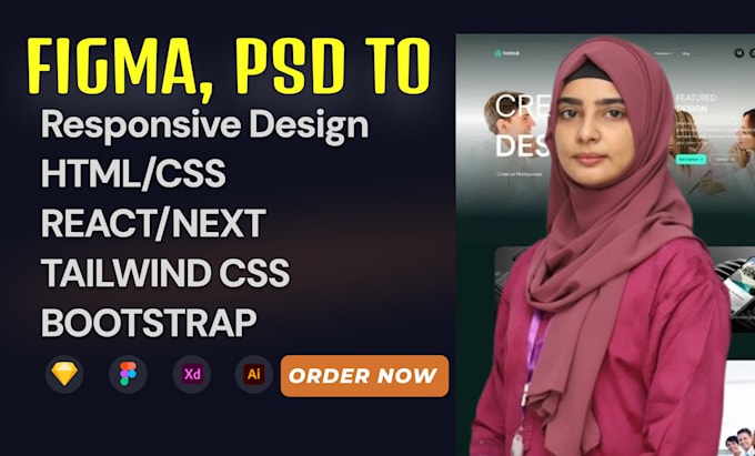 convert figma, psd to responsive html, react, tailwindcss