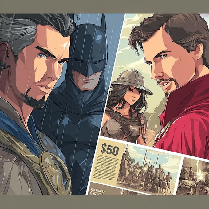 create an amazing superhero or fantasy comic illustration