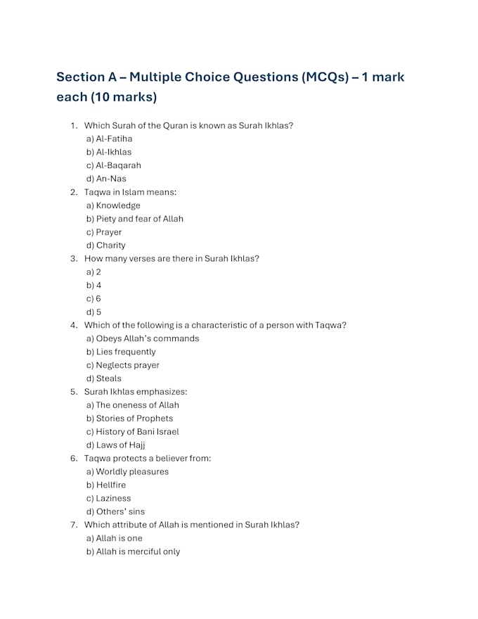 create professional mcqs and test papers for school and college