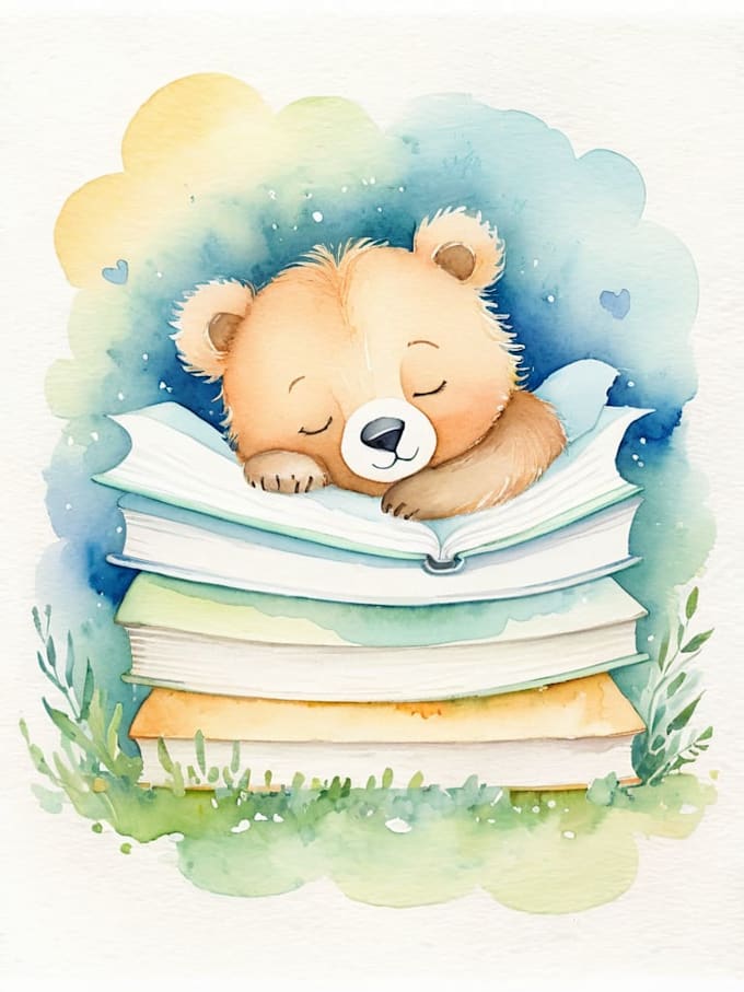 create watercolor children book illustrations for babies