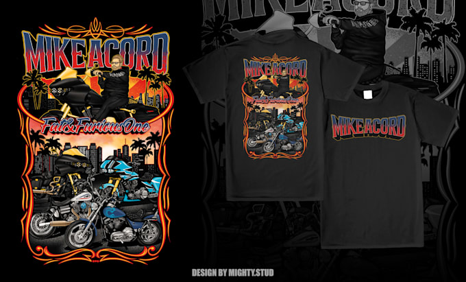 create custom motorcycle t shirt design in vintage and realistic style