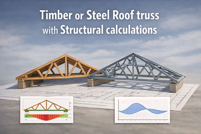 design timber or steel roof truss with structural calculations