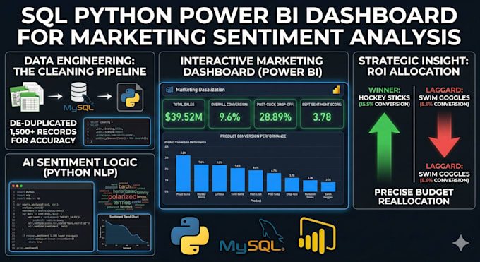 build a sql python power bi dashboard for marketing sentiment analysis